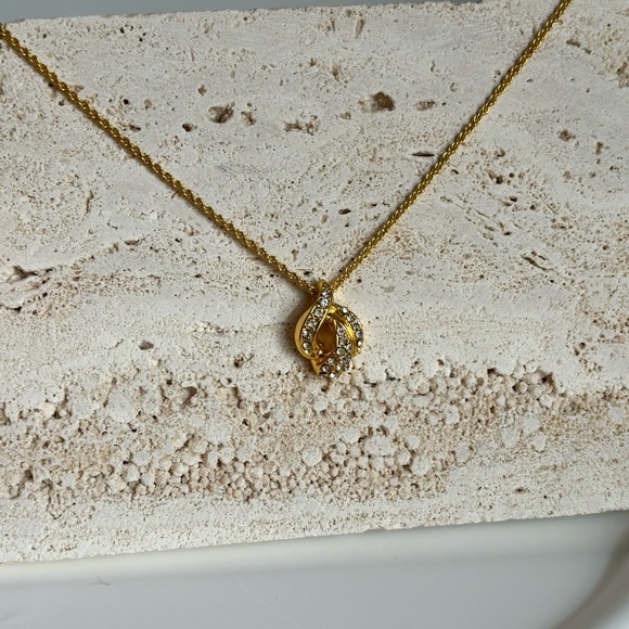 Authentic Dior gold tone necklace with stone